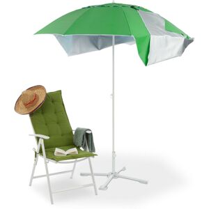 Relaxdays Parasol, Beach Shell, Umbrella, Sun, HxD: 210 x 175 cm, UV Protection, Tent, 2 in 1, Travel, Portable, Green