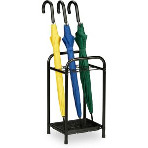 Umbrella Stand, with Drip Tray, hwd: 53.5 x 29.5 x 27 cm, Hallway and Office, Parasol Rack, Metal, Black - Relaxdays