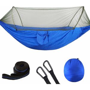 RHAFAYRE Camping Hammock with Mosquito Net, Lightweight Nylon Portable Hammock, for Automatic Open Speed Outdoor Double Camping Hammock(blue,250x120cm)