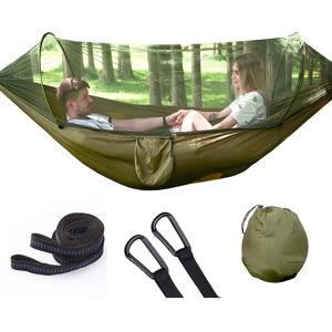 RHAFAYRE Camping Hammock with Mosquito Net, Portable Lightweight Nylon Hammock, for Automatic Open Speed Outdoor Double Camping Hammock(Army Green,250x120cm)