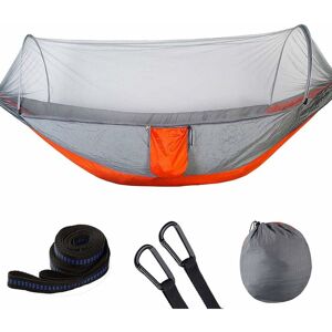 Rhafayre - Camping Hammock with Mosquito Net, Portable Lightweight Nylon Hammock, for Automatic Open Speed Outdoor Double Camping Hammock(gray and