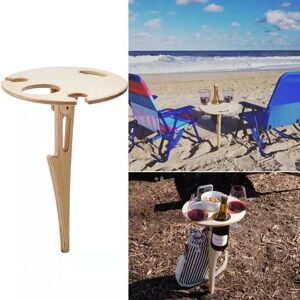 Outdoor Portable Wine Table -Folding Round Table -Wooden Picnic Table -Outdoor Picnic Table -Park Lawn -Wine Glass Holder - Travel 45cm - Rhafayre