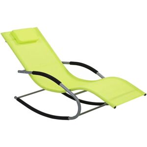 Beliani - Modern Rocking Outdoor Sun Lounger Lime Green Fabric Sling Back Carano - Green