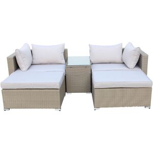 OUT & OUT ORIGINAL DesignDrop- Roma Modular Outdoor Rattan Garden Lounge Set with Removable Cushions- 5pc