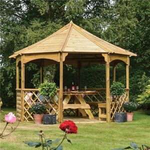 Rowlinson - Buckingham Wooden Garden Gazebo Pagoda Shelter Dining Area Timber