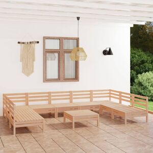 Royalton 10 Piece Garden Lounge Set Solid Pinewood