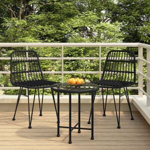 Royalton 3 Piece Garden Dining Set Black Poly Rattan