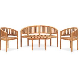 4 Piece Banana Garden Lounge Set Solid Teak Wood - Royalton