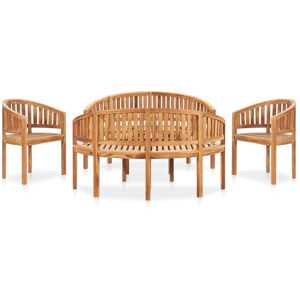 5 Piece Banana Garden Lounge Set Solid Teak Wood - Royalton