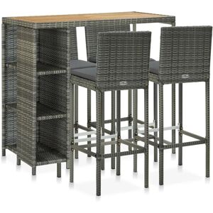 Royalton 5 Piece Garden Bar Set with Cushions Poly Rattan Grey