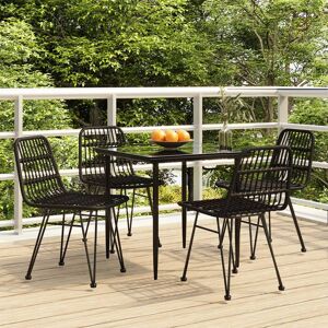 5 Piece Garden Dining Set Black Poly Rattan - Royalton