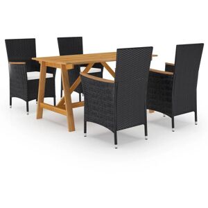 5 Piece Garden Dining Set with Cushions Black - Royalton