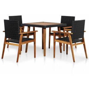 5 Piece Outdoor Dining Set Poly Rattan Black and Brown - Royalton