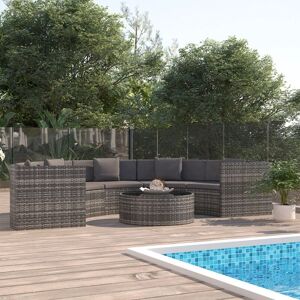 6 Piece Garden Lounge Set with Cushions Poly Rattan Grey (uk/ie/fi/no Only) - Royalton