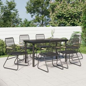 7 Piece Garden Dining Set Black pvc Rattan - Royalton