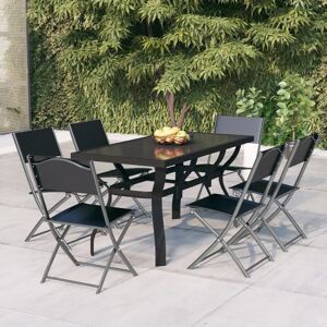 Royalton - 7 Piece Garden Dining Set Grey and Black