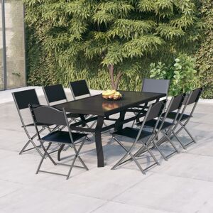 9 Piece Garden Dining Set Grey and Black - Royalton