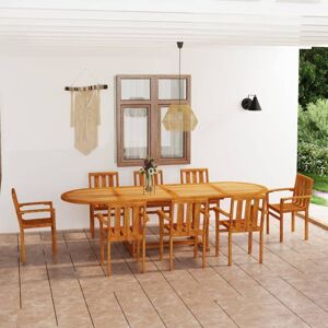 9 Piece Garden Dining Set Solid Teak Wood - Royalton