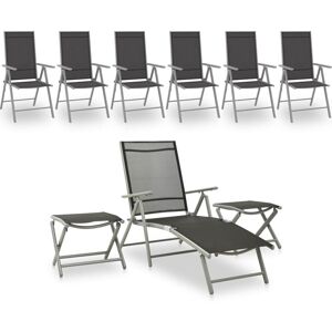 Royalton 9 Piece Garden Lounge Set Black and Silver