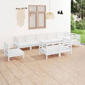 9 Piece Garden Lounge Set Solid Pinewood White - Royalton