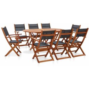 Royalton 9 Piece Outdoor Dining Set Solid Eucalyptus Wood and Textilene