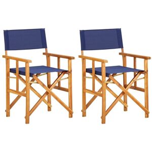 Director's Chairs 2 pcs Solid Acacia Wood Blue - Royalton