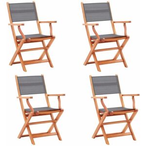 Folding Garden Chairs 4 pcs Grey Solid Eucalyptus Wood and Textilene - Royalton