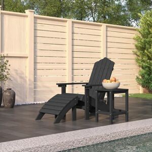 Garden Adirondack Chair with Footstool & Table hdpe Anthracite - Royalton