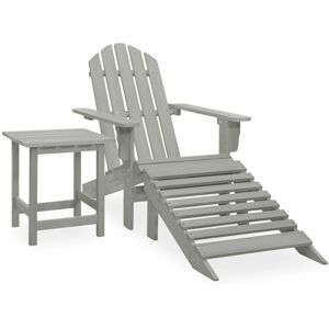 Garden Adirondack Chair with Ottoman&Table Solid Fir Wood Grey - Royalton