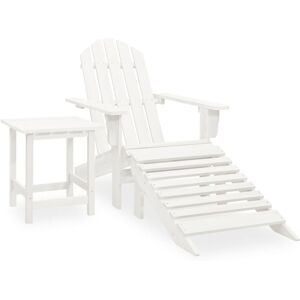 Royalton Garden Adirondack Chair with Ottoman&Table Solid Fir Wood White