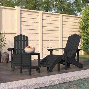 Garden Adirondack Chairs with Footstool & Table hdpe Anthracite - Royalton