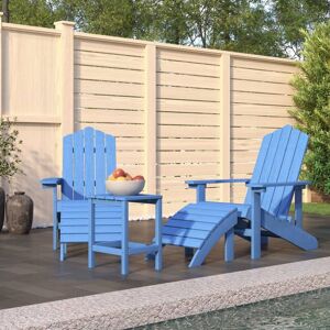 Garden Adirondack Chairs with Footstool & Table hdpe Aqua Blue - Royalton