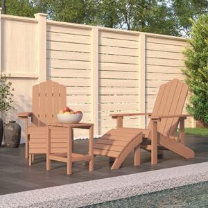 Garden Adirondack Chairs with Footstool & Table hdpe Brown - Royalton