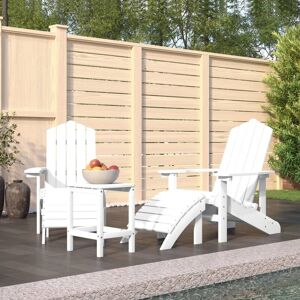 Royalton Garden Adirondack Chairs with Footstool & Table HDPE White