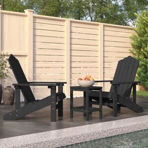 Garden Adirondack Chairs with Table hdpe Anthracite - Royalton