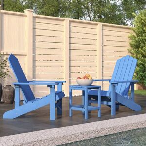 Garden Adirondack Chairs with Table hdpe Aqua Blue - Royalton