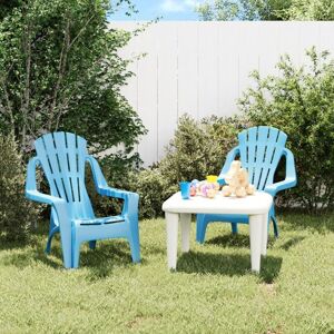 Garden Chairs 2 pcs for Children Blue 37x34x44 cm pp Wooden Look - Royalton