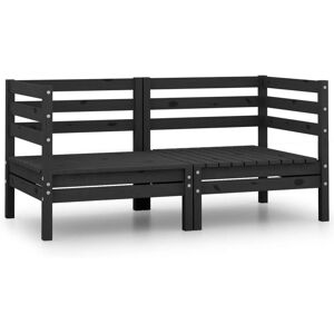 Garden Corner Sofas 2 pcs Black Solid Pinewood - Royalton