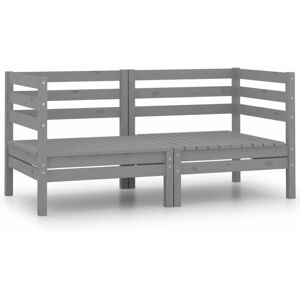 Garden Corner Sofas 2 pcs Grey Solid Pinewood - Royalton