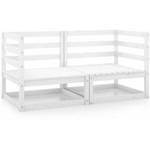 Garden Corner Sofas 2 pcs White Solid Pinewood - Royalton