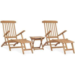 BERKFIELD HOME Royalton Garden Deck Chairs with Footrests and Table Solid Teak Wood