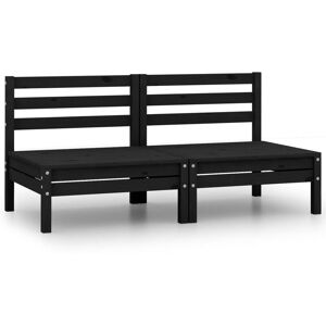 Garden Middle Sofas 2 pcs Black Solid Pinewood - Royalton