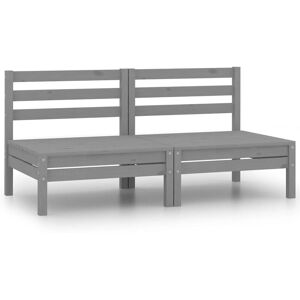 Garden Middle Sofas 2 pcs Grey Solid Pinewood - Royalton