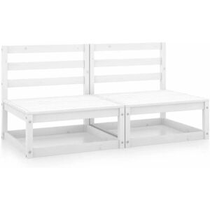 Garden Middle Sofas 2 pcs White Solid Pinewood - Royalton