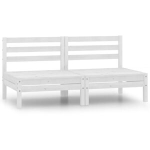 Garden Middle Sofas 2 pcs White Solid Pinewood - Royalton