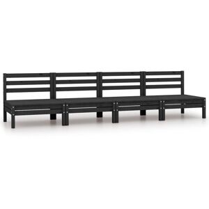 Garden Middle Sofas 4 pcs Black Solid Pinewood - Royalton