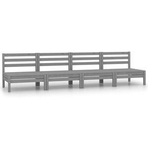 Garden Middle Sofas 4 pcs Grey Solid Pinewood - Royalton