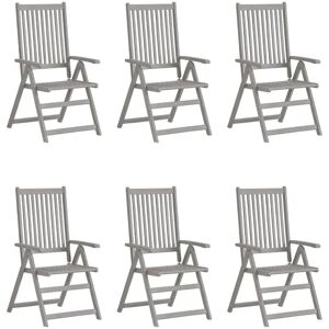 Royalton Garden Reclining Chairs 6 pcs Grey Solid Acacia Wood