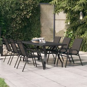 Royalton Garden Table Black 180x80x70 cm Steel and Glass