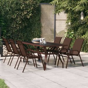 Garden Table Brown and Black 180x80x70 cm Steel and Glass - Royalton